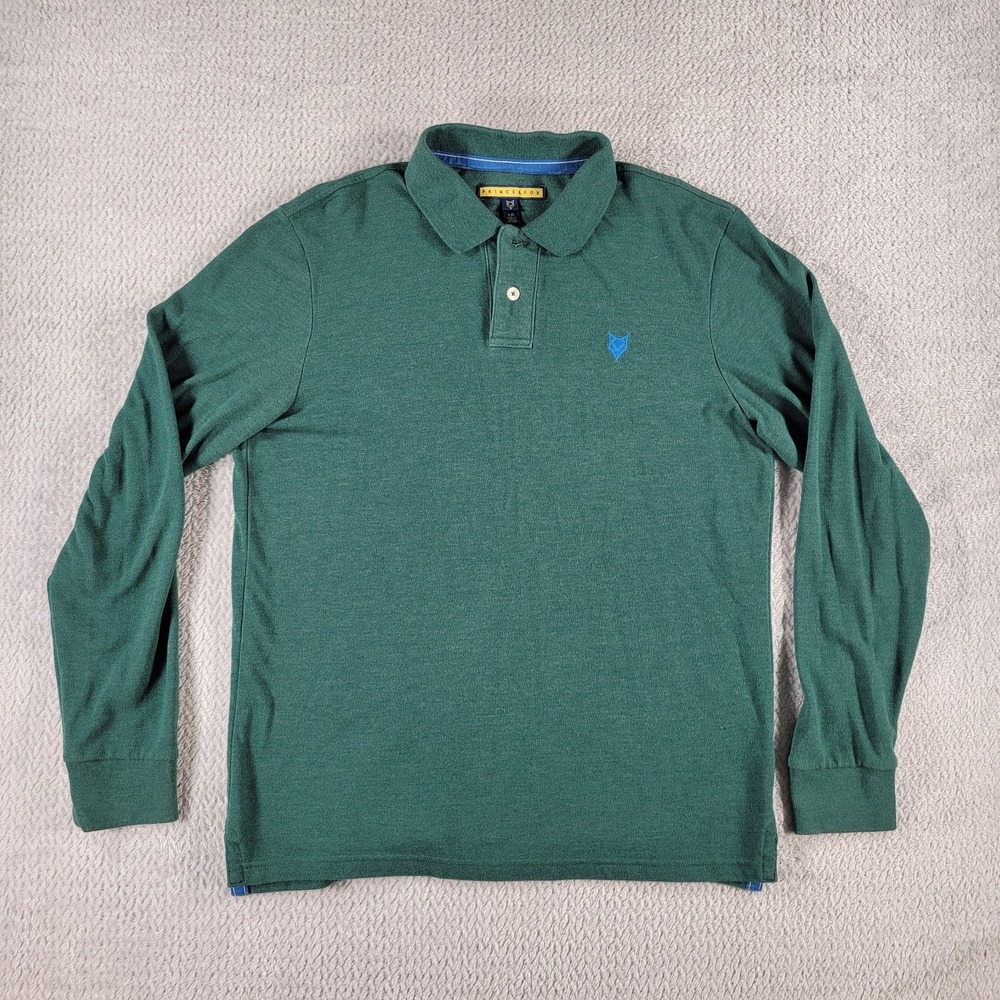 Prince & Fox green long sleeve polo shirt size L